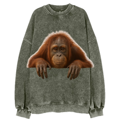 Orangutan  - Vintage Sweatshirt - Forest Mist(Green)