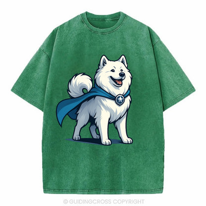 Samoyed Winter Hero  - Vintage T-shirt - Forest Mist(Green)