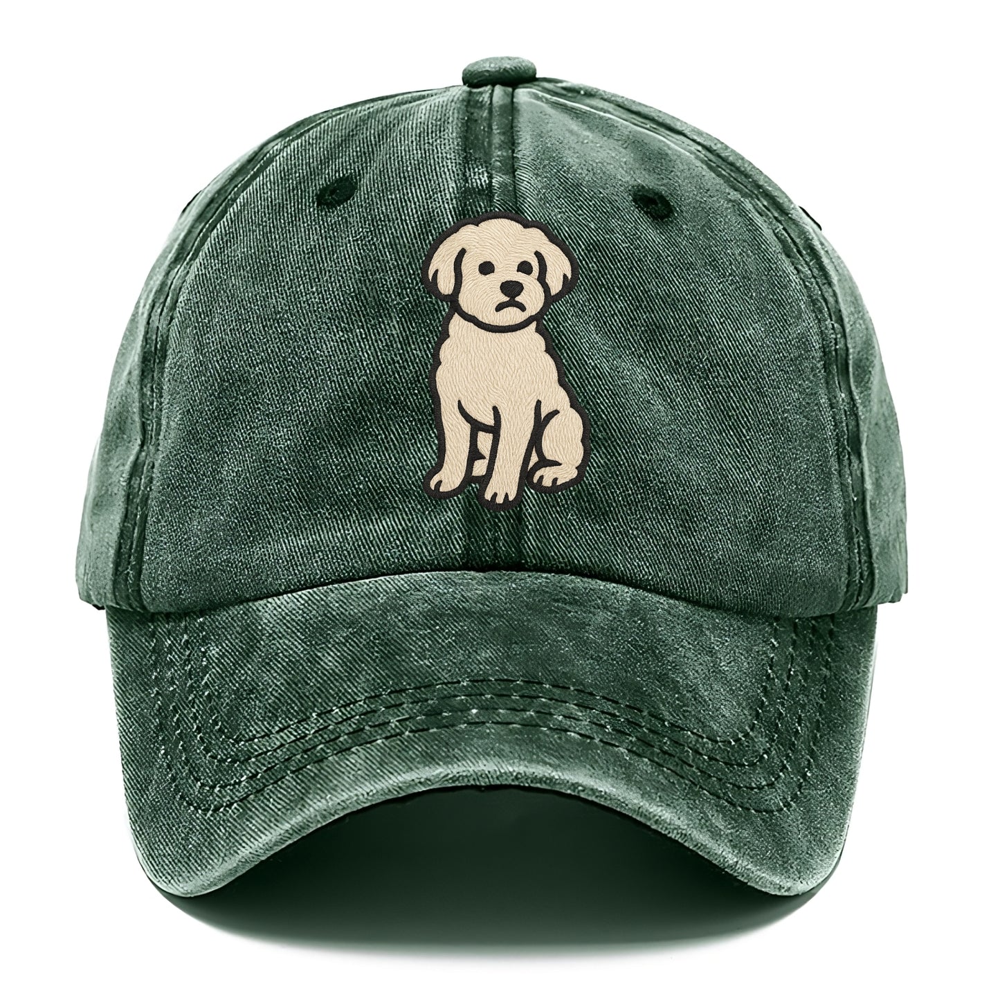 Maltipoo - White curly sitting pose - Classic Cap - Forest Mist(Green)