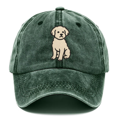 Maltipoo - White curly sitting pose - Classic Cap - Forest Mist(Green)