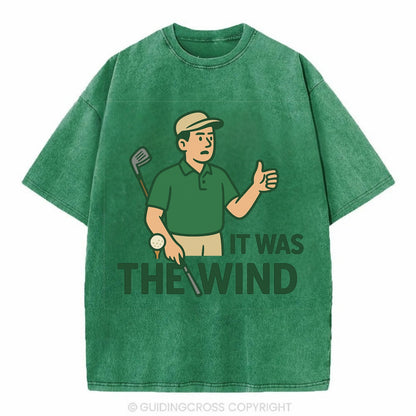 Golfer blaming the wind with hair perfectly still - "It Was the Wind" - classic - Vintage T-shirt - Forest Mist(Green)