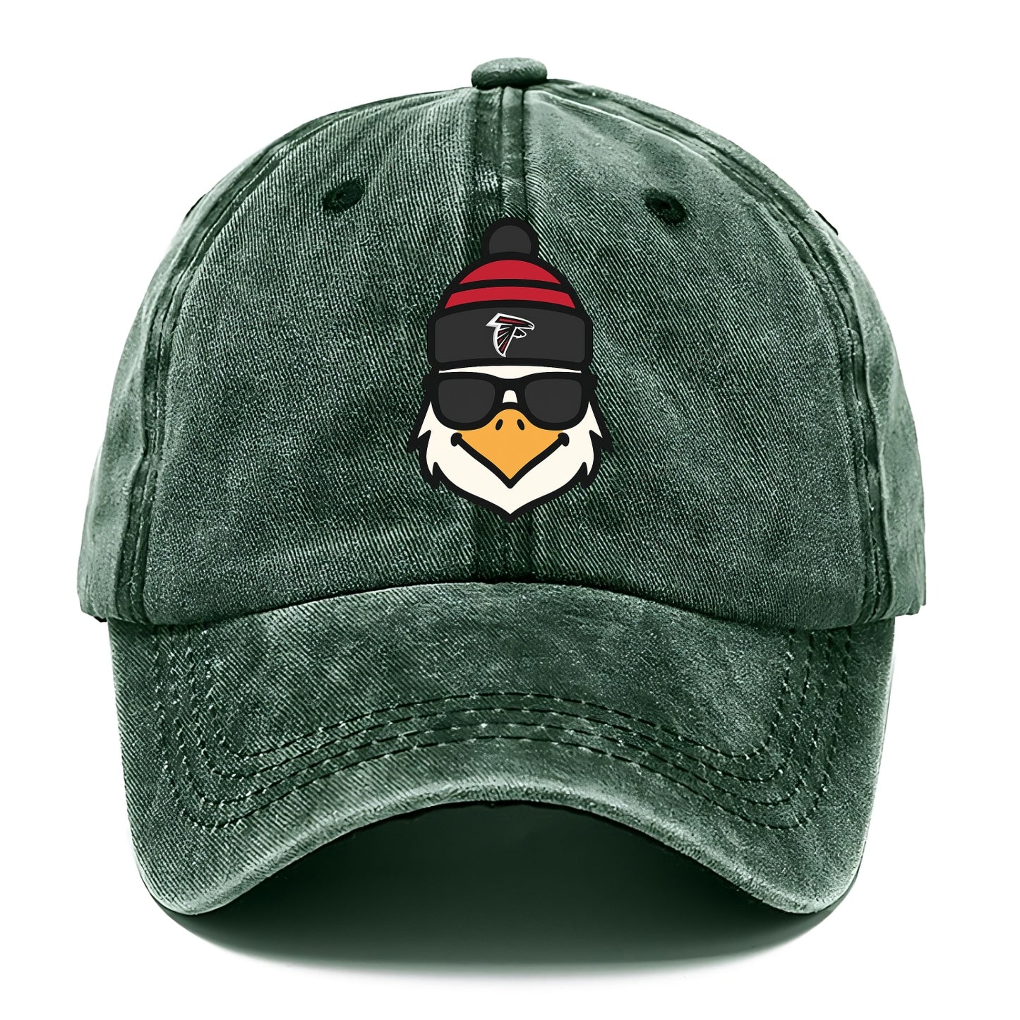 Atlanta Falcon wearing Falcons red and black beanie with pom pom and wayfarer - Classic Cap - Forest Mist(Green)