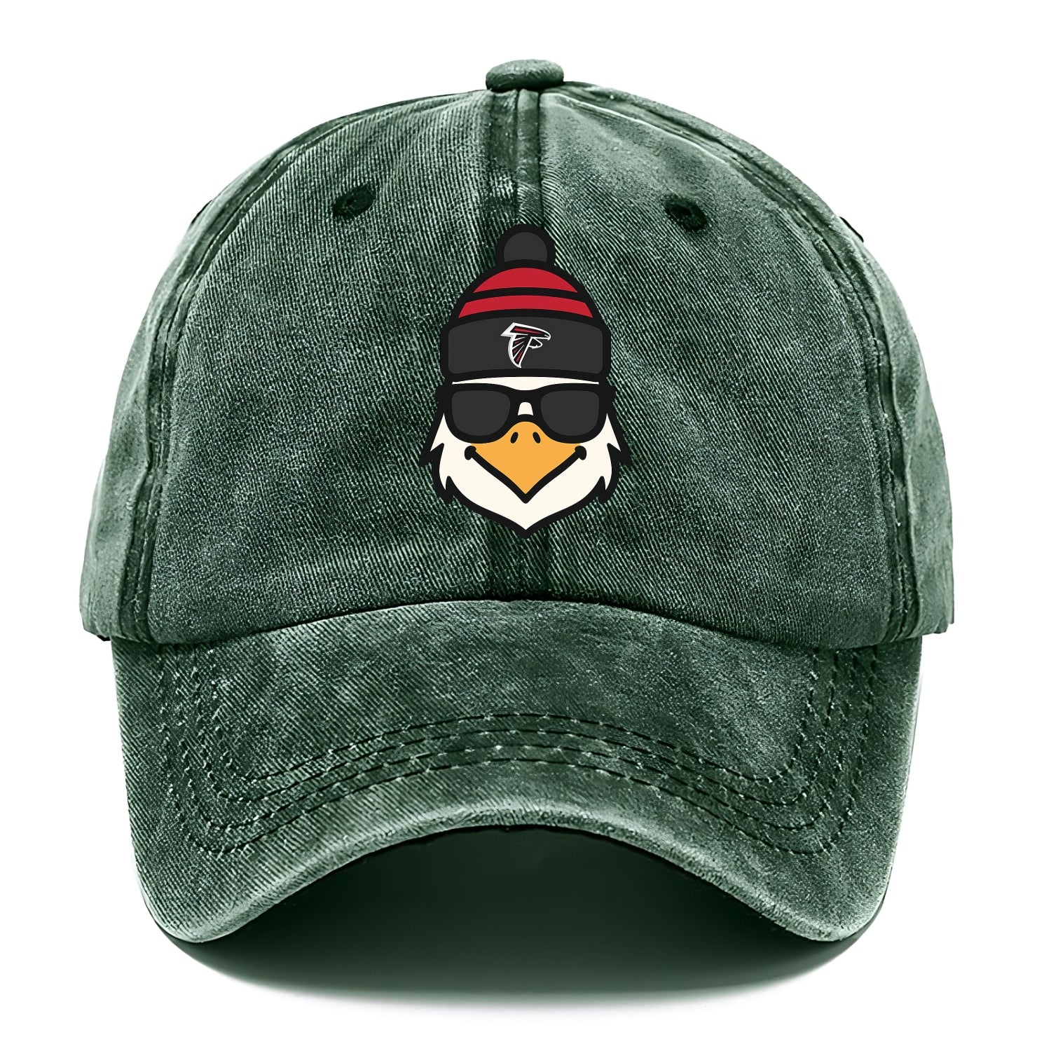 Atlanta Falcon wearing Falcons red and black beanie with pom pom and wayfarer - Classic Cap - Forest Mist(Green)