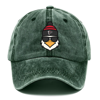 Atlanta Falcon wearing Falcons red and black beanie with pom pom and wayfarer - Classic Cap - Forest Mist(Green)