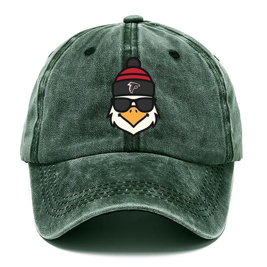 Atlanta Falcon wearing Falcons red and black beanie with pom pom and wayfarer - Classic Cap - Forest Mist(Green)