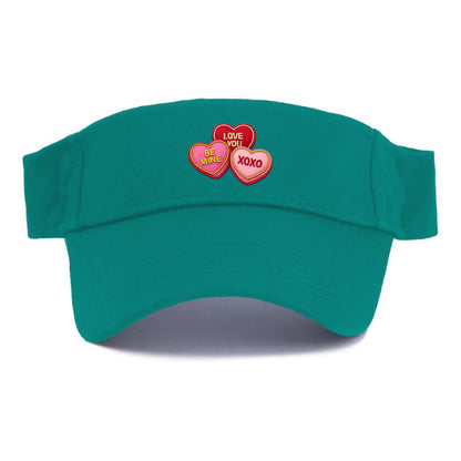 VALENTINES HEARTS - candy hearts in pink and red , love day - Visor - Forest Mist(Green)