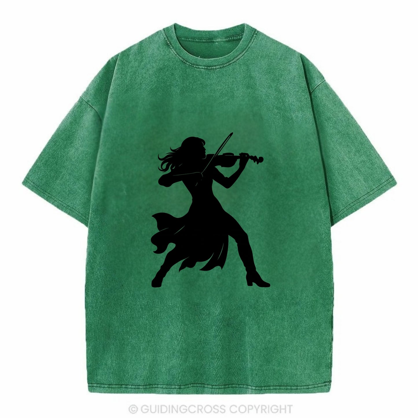 Violinist performing dramatic pose - Vintage T-shirt - Forest Mist(Green)