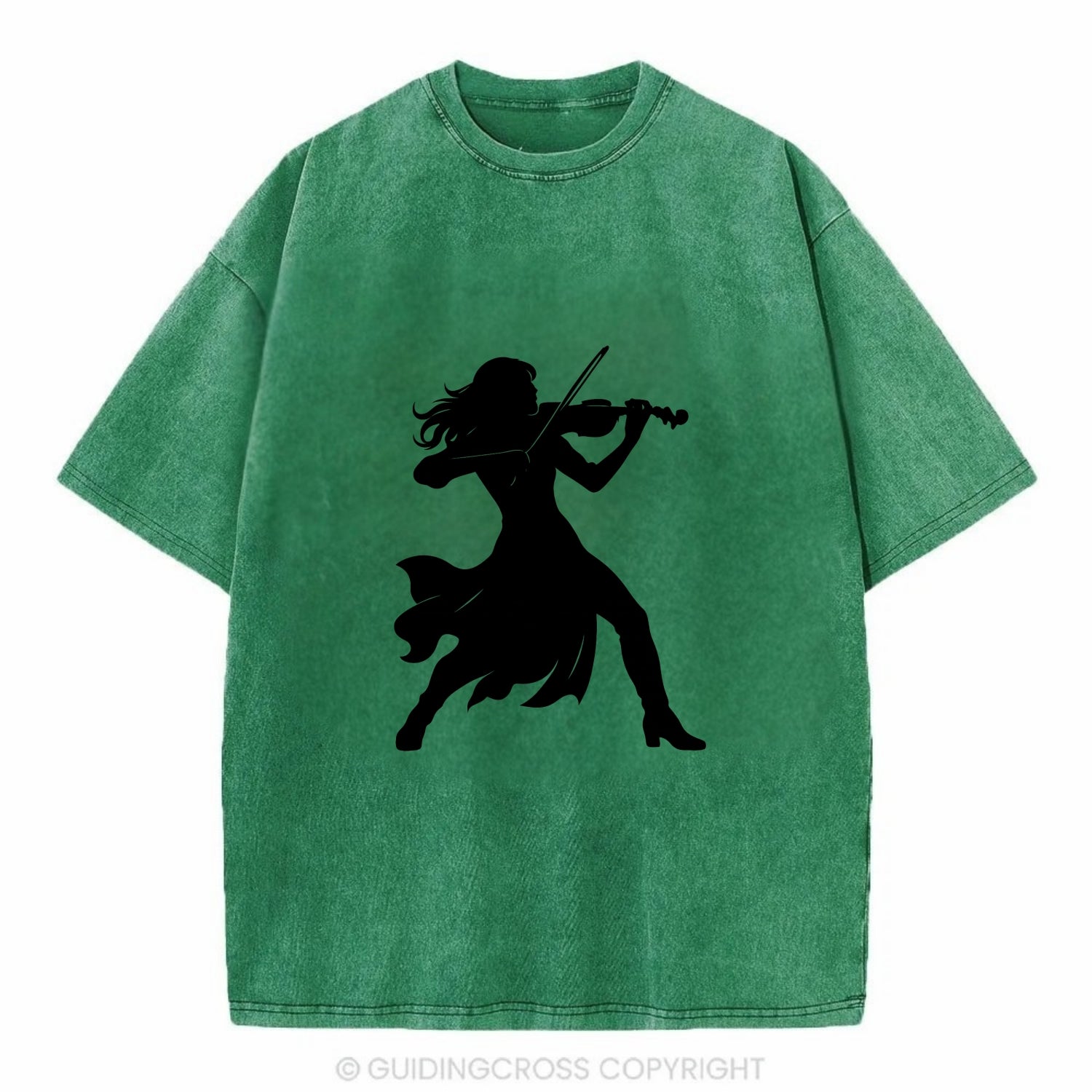 Violinist performing dramatic pose - Vintage T-shirt - Forest Mist(Green)
