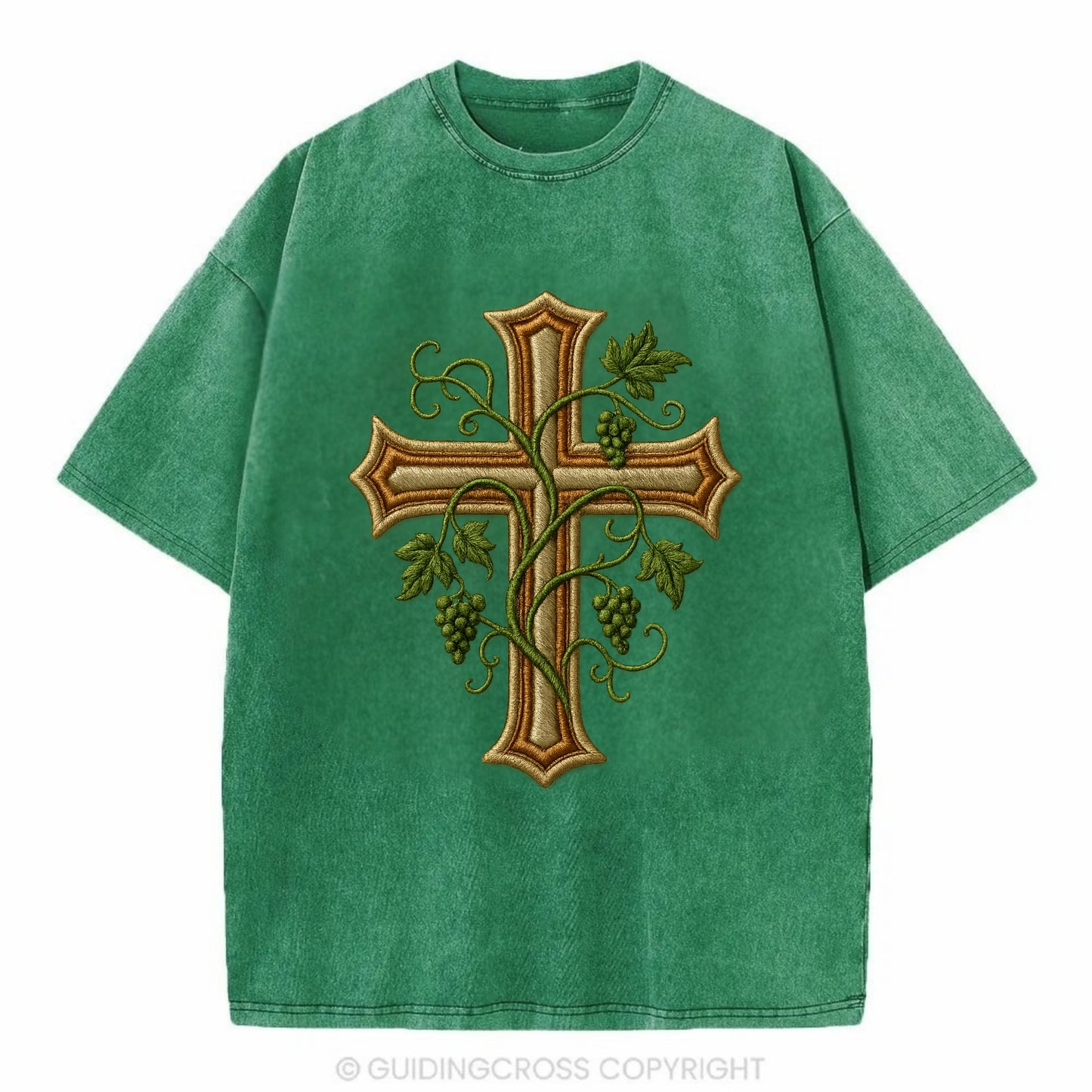 Vine Cross  - Vintage T-shirt - Forest Mist(Green)
