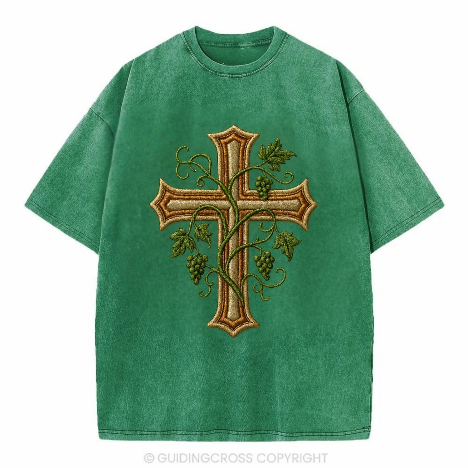 Vine Cross  - Vintage T-shirt - Forest Mist(Green)