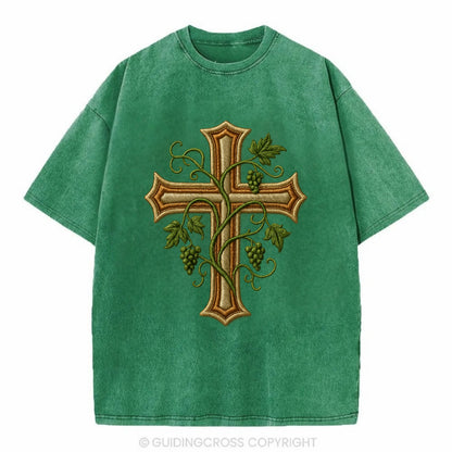 Vine Cross  - Vintage T-shirt - Forest Mist(Green)