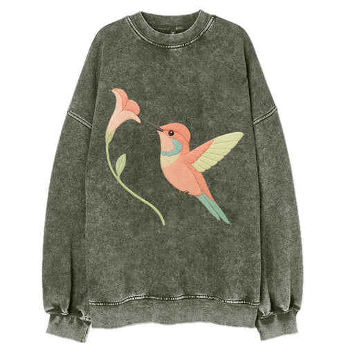 Coral Hummingbird - Vintage Sweatshirt