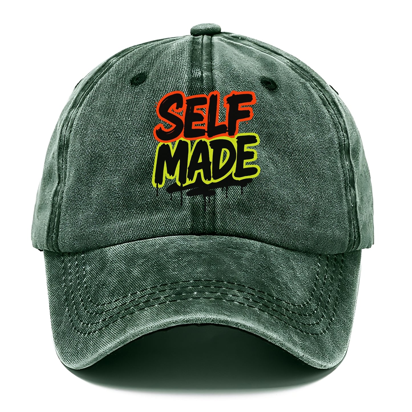 Bold typography design - "SELF MADE" - built from nothing, earned success - Classic Cap - Forest Mist(Green)