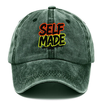 Bold typography design - "SELF MADE" - built from nothing, earned success - Classic Cap - Forest Mist(Green)