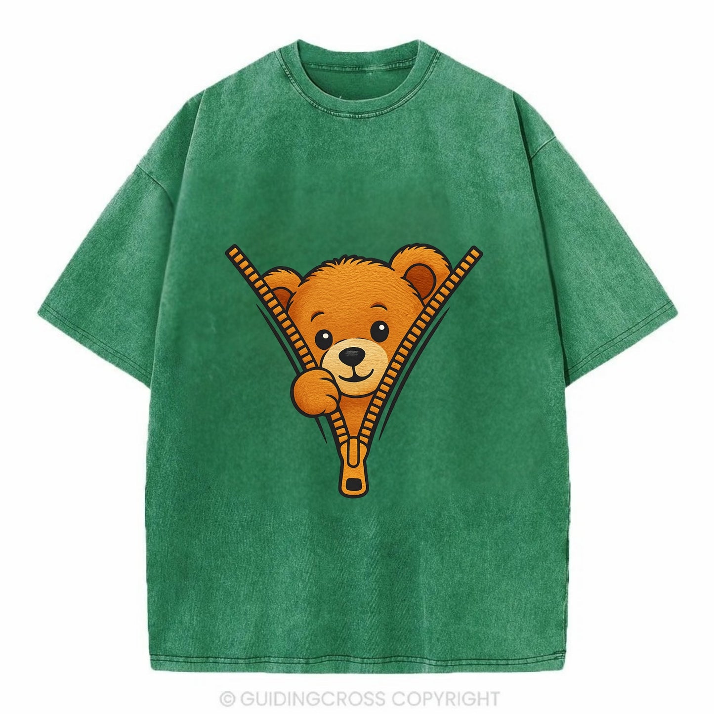 zipper bear - Vintage T-shirt - Forest Mist(Green)