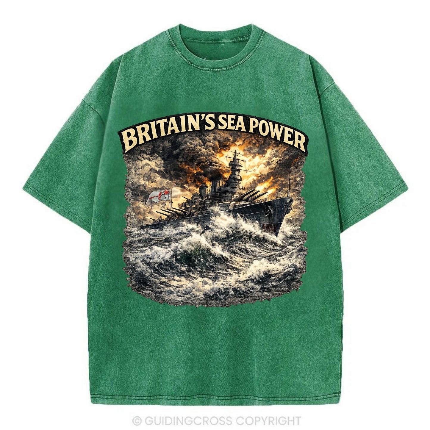 Britain's Sea Power - Vintage T-shirt - Forest Mist(Green)