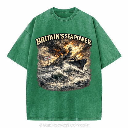 Britain's Sea Power - Vintage T-shirt - Forest Mist(Green)