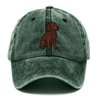 Boykin Spaniel - Rich chocolate brown wavy coat embroidered sitting pose - Classic Cap - Forest Mist(Green)