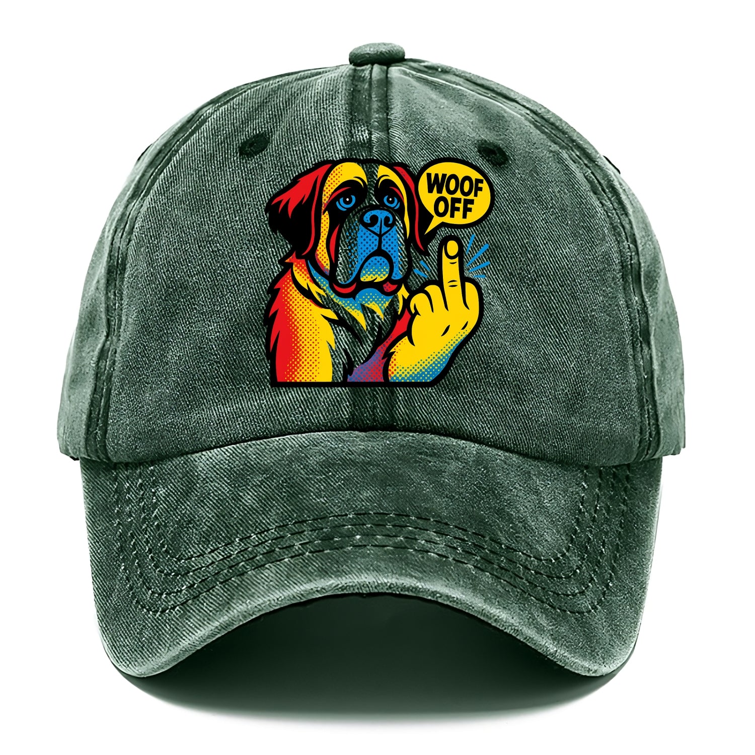 Saint Bernard with gentle giant face and droopy jowls, huge paw raised - Classic Cap - Forest Mist(Green)