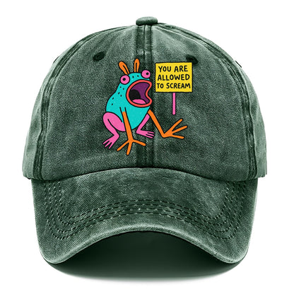YOU ARE ALLOWED TO SCREAM | Open-mouthed frog mid-scream - Classic Cap - Forest Mist(Green)