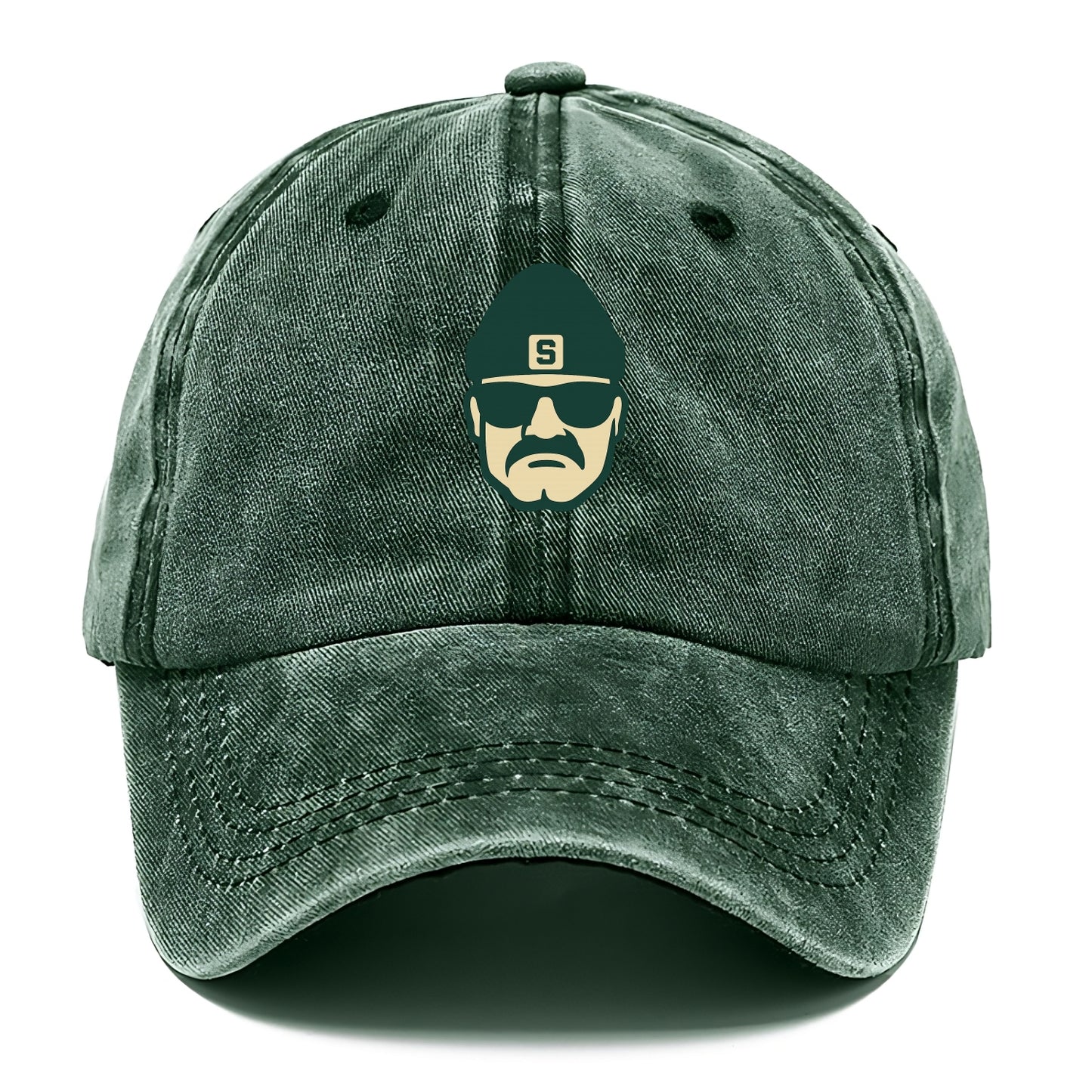 East Lansing Spartan wearing Michigan State beanie with S patch - Classic Cap - Forest Mist(Green)