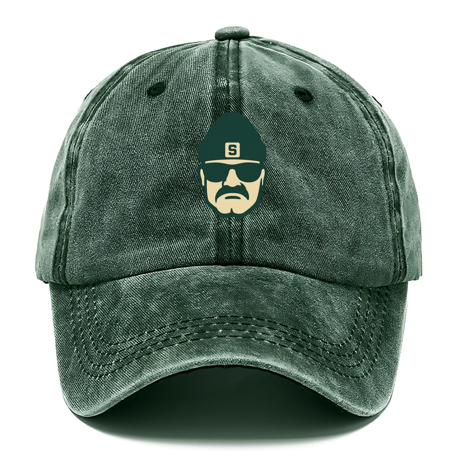 East Lansing Spartan wearing Michigan State beanie with S patch - Classic Cap - Forest Mist(Green)
