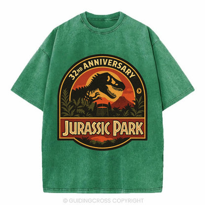 Jurassic Park 32nd Anniversary - Vintage T-shirt - Forest Mist(Green)