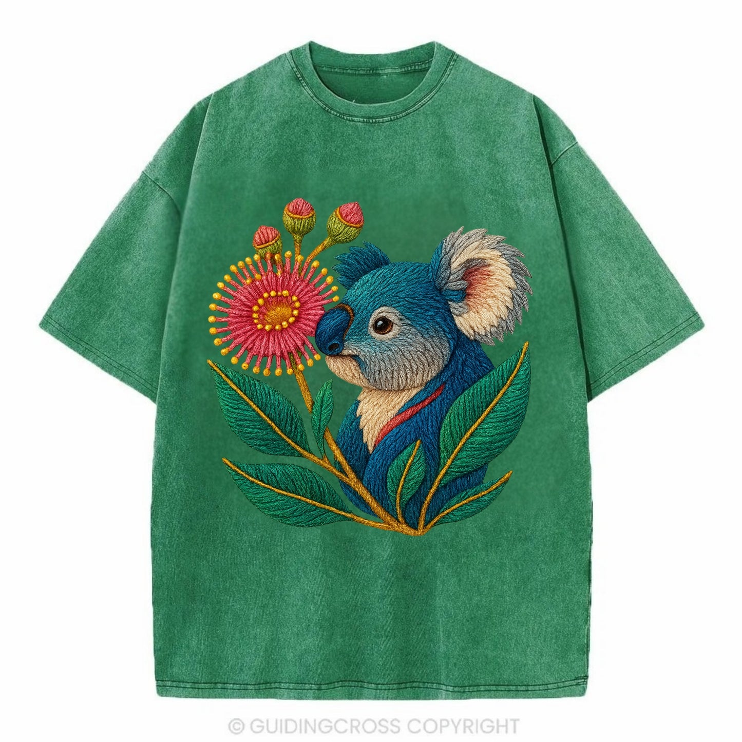 Koala Eucalyptus Bloom - Vintage T-shirt - Forest Mist(Green)