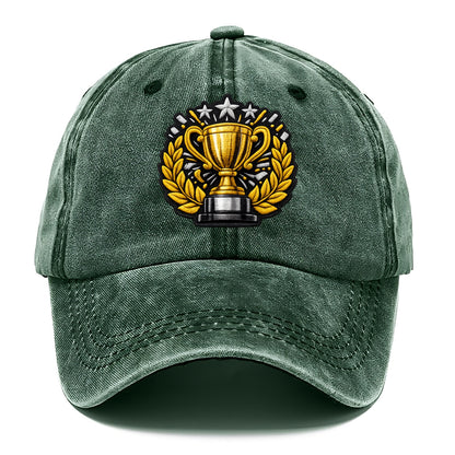 Embroidered patch design - CHAMPIONSHIP TROPHY - golden trophy cup with laurels in - Classic Cap - Forest Mist(Green)