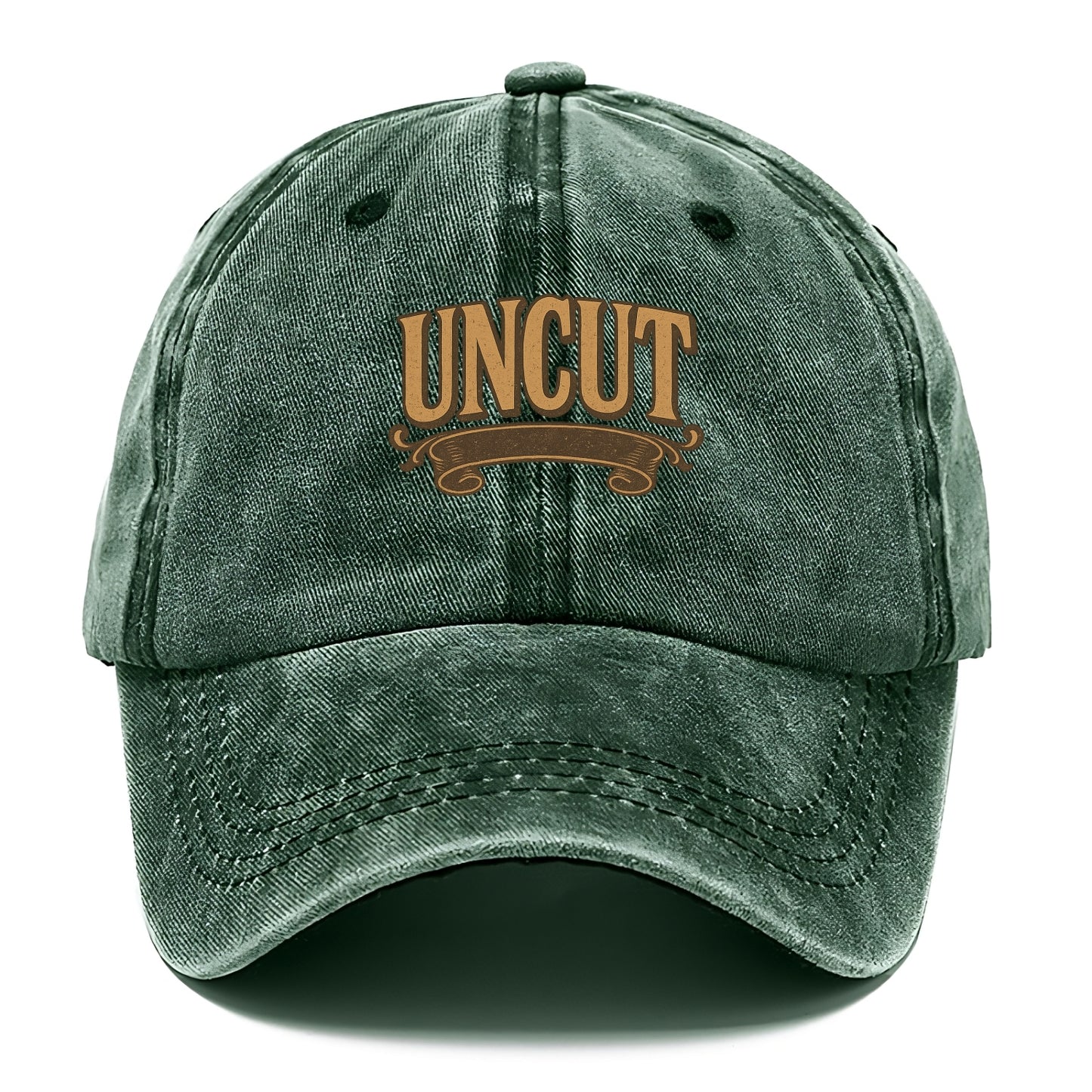 Bold typography design - "UNCUT" - pure, undiluted, authentic - Classic Cap - Forest Mist(Green)