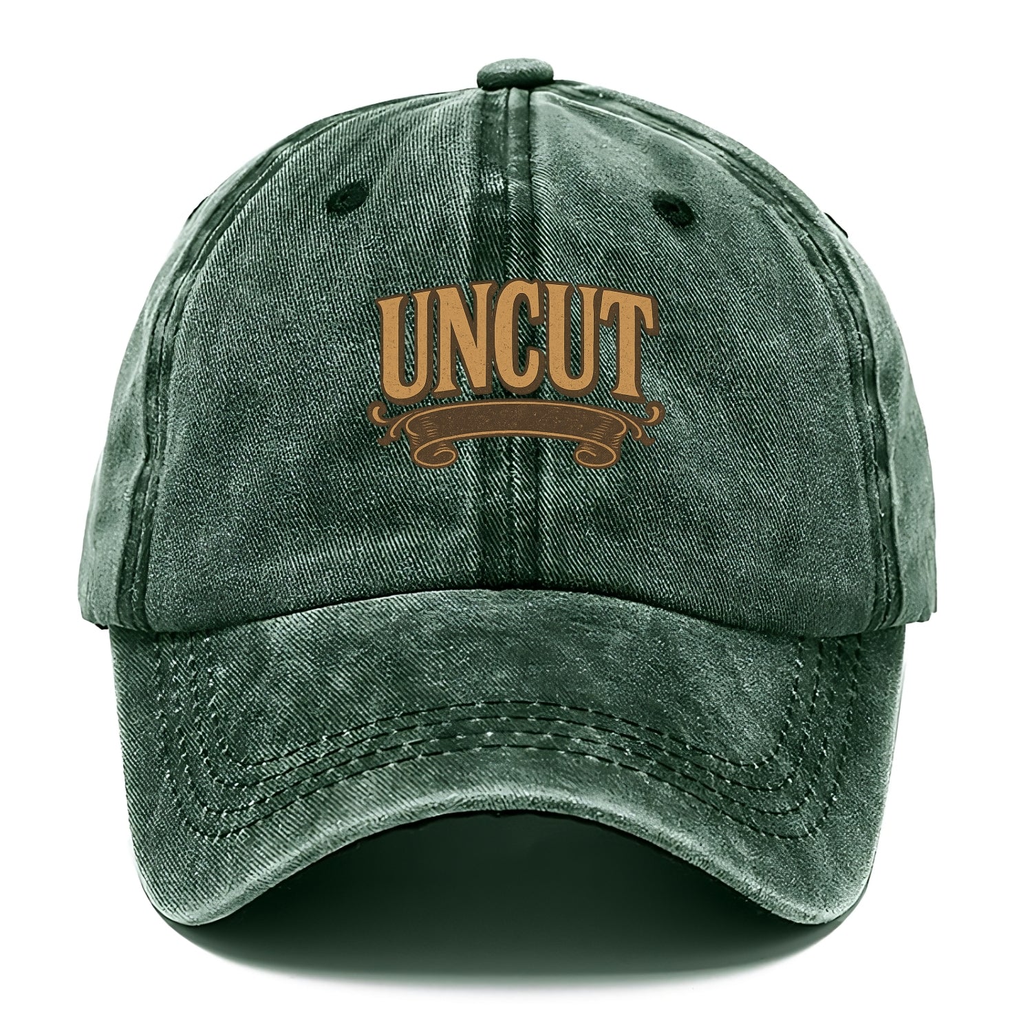 Bold typography design - "UNCUT" - pure, undiluted, authentic - Classic Cap - Forest Mist(Green)
