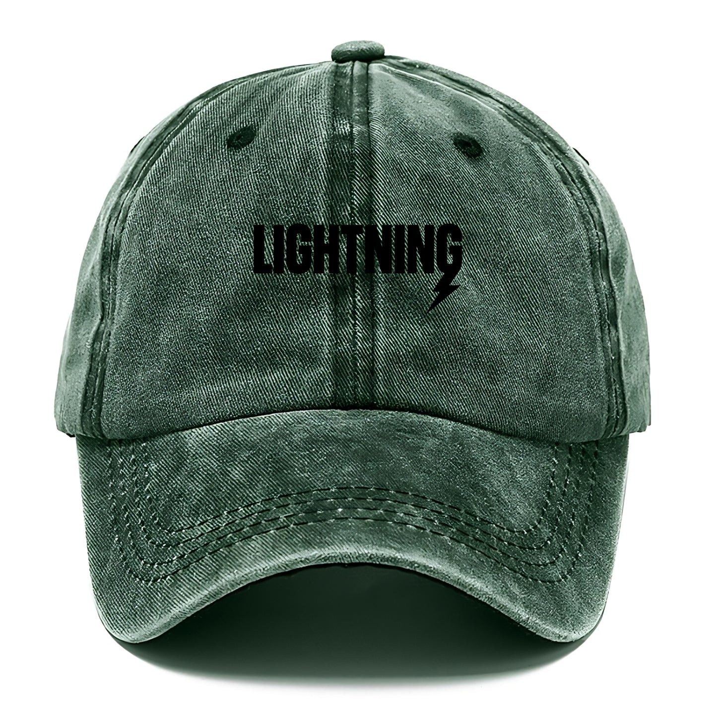 Bold typography design - "LIGHTNING" - fast, electric, striking - Classic Cap - Forest Mist(Green)