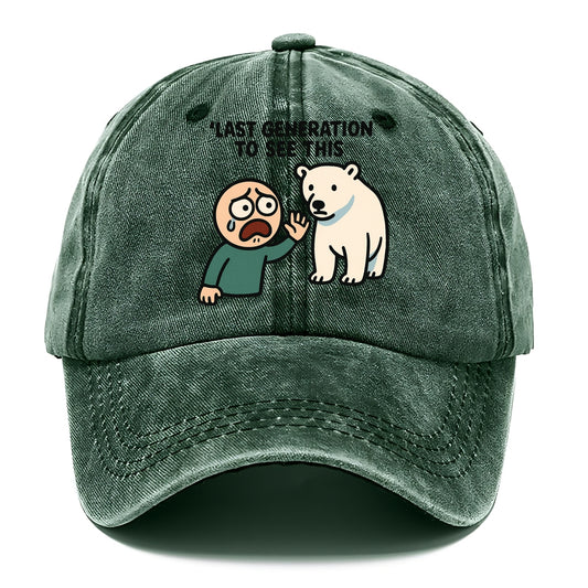 Person waving goodbye to polar bear - "Last generation to see this" - extinction grief - Classic Cap - Forest Mist(Green)