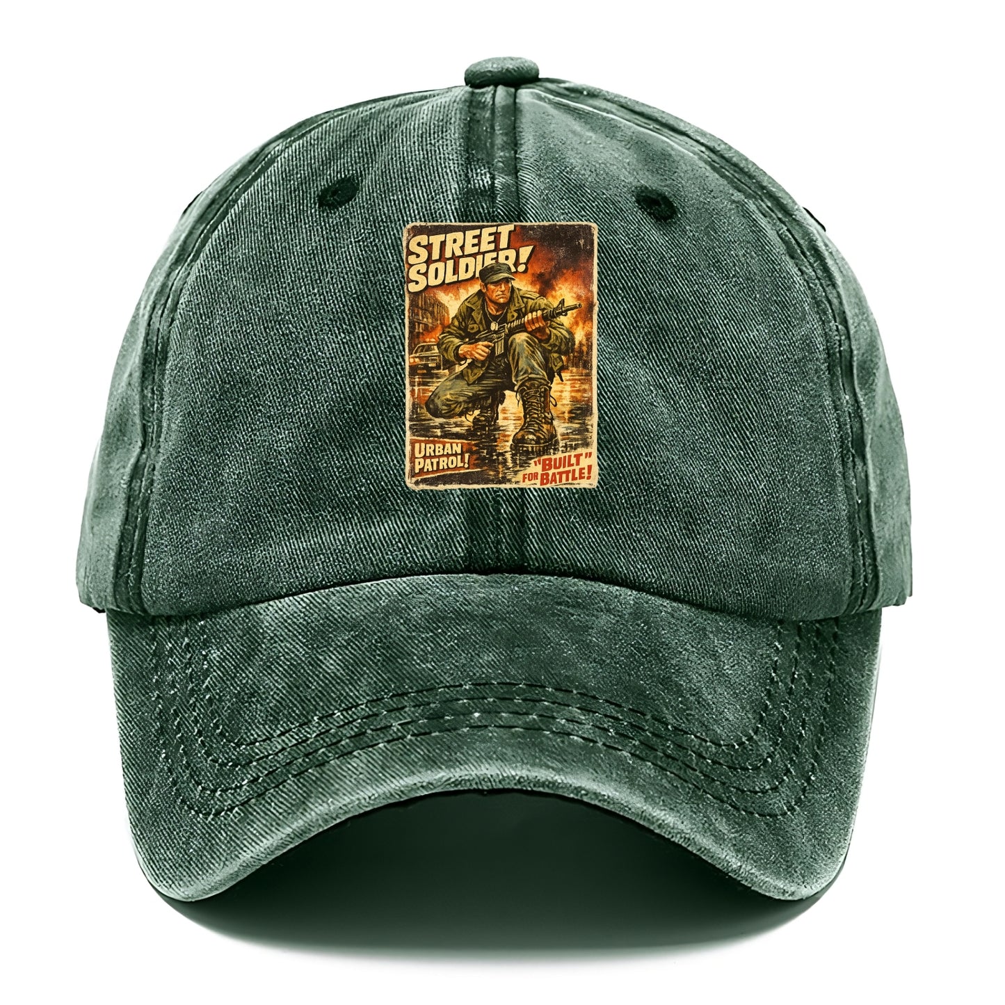 COMBAT READY | Military boots on wet pavement | Street soldier | Urban patrol | Ready - Classic Cap - Forest Mist(Green)