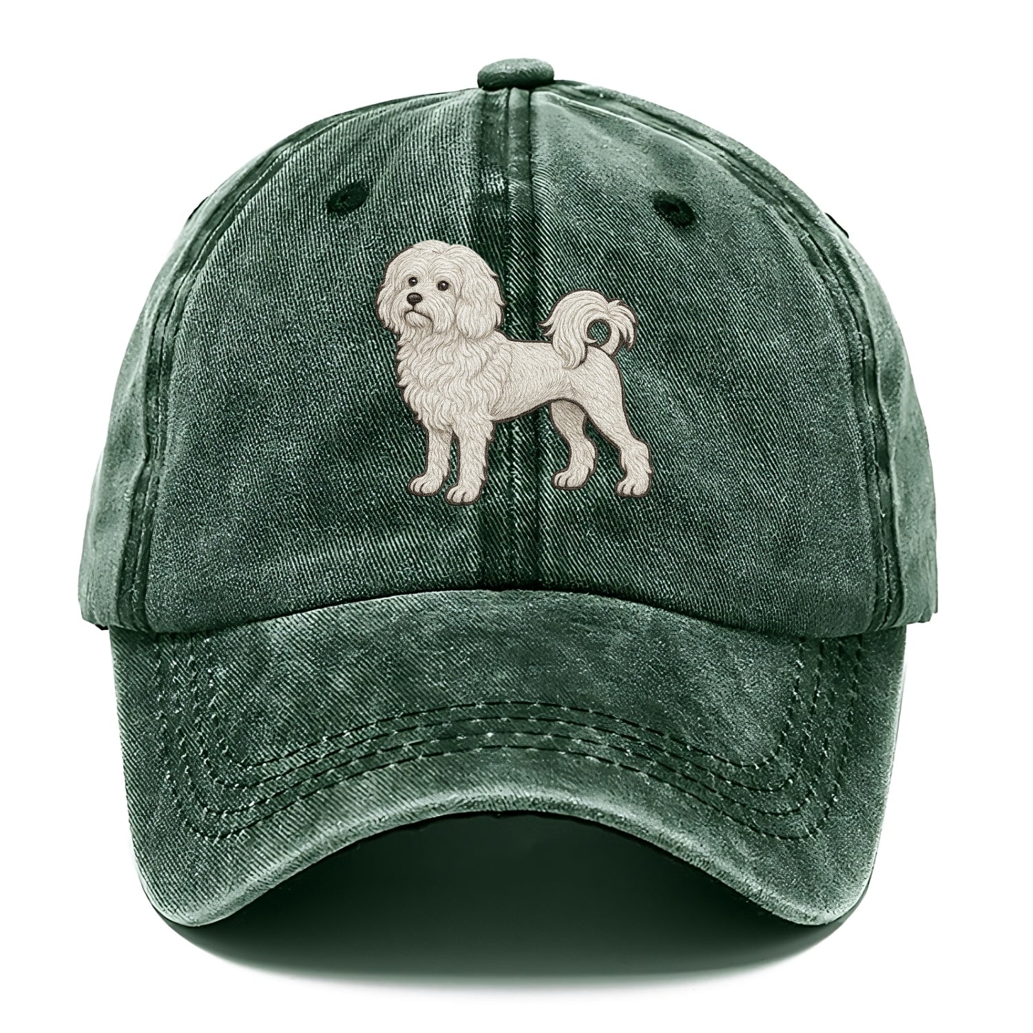Löwchen - Little Lion Dog white embroidered pose - Classic Cap - Forest Mist(Green)