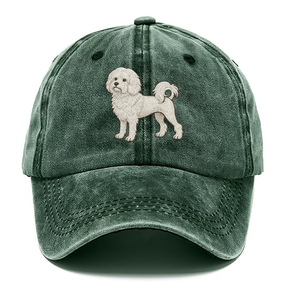 Löwchen - Little Lion Dog white embroidered pose - Classic Cap - Forest Mist(Green)