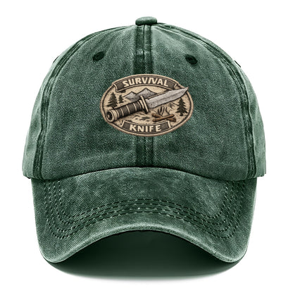 SURVIVAL KNIFE - fixed blade with compass in silver and black , bushcraft - Classic Cap - Forest Mist(Green)