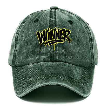 Bold typography design - "WINNER" - victorious mindset, champion - Classic Cap - Forest Mist(Green)