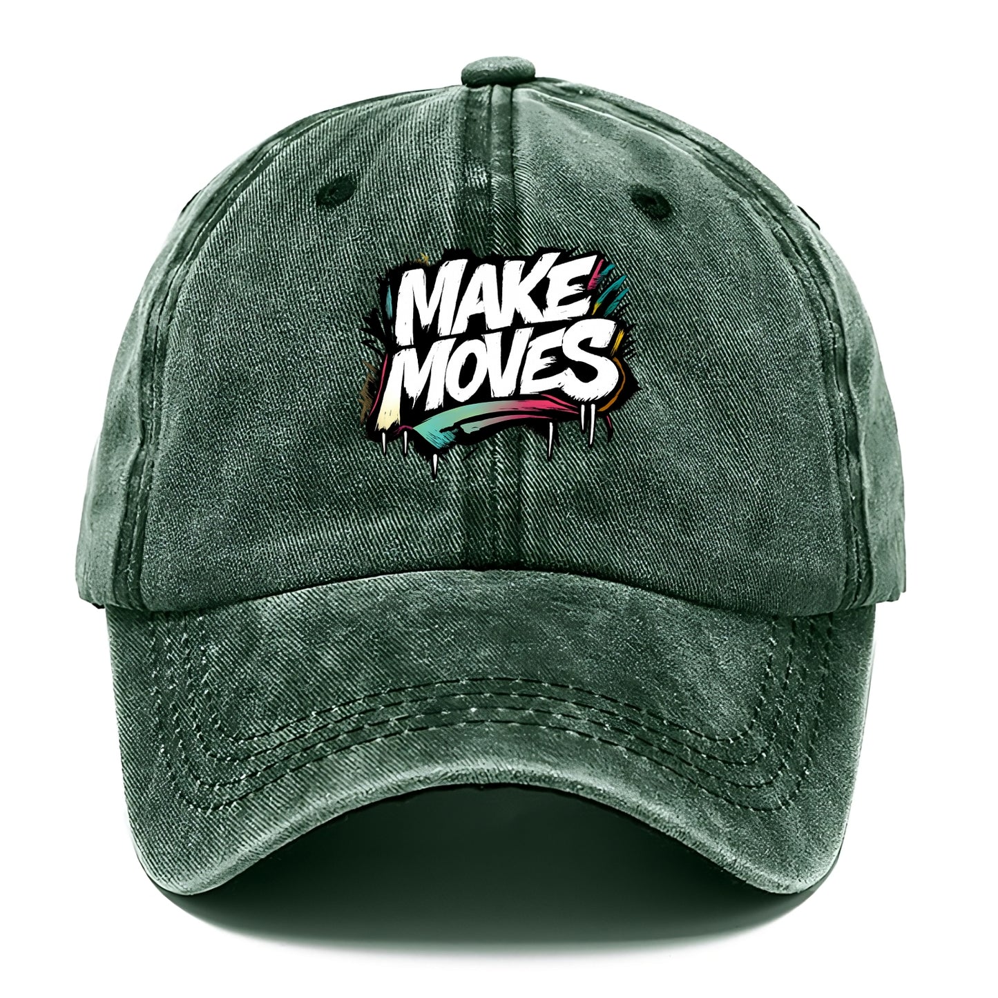 Bold typography design - "MAKE MOVES" - take action, progress forward - Classic Cap - Forest Mist(Green)