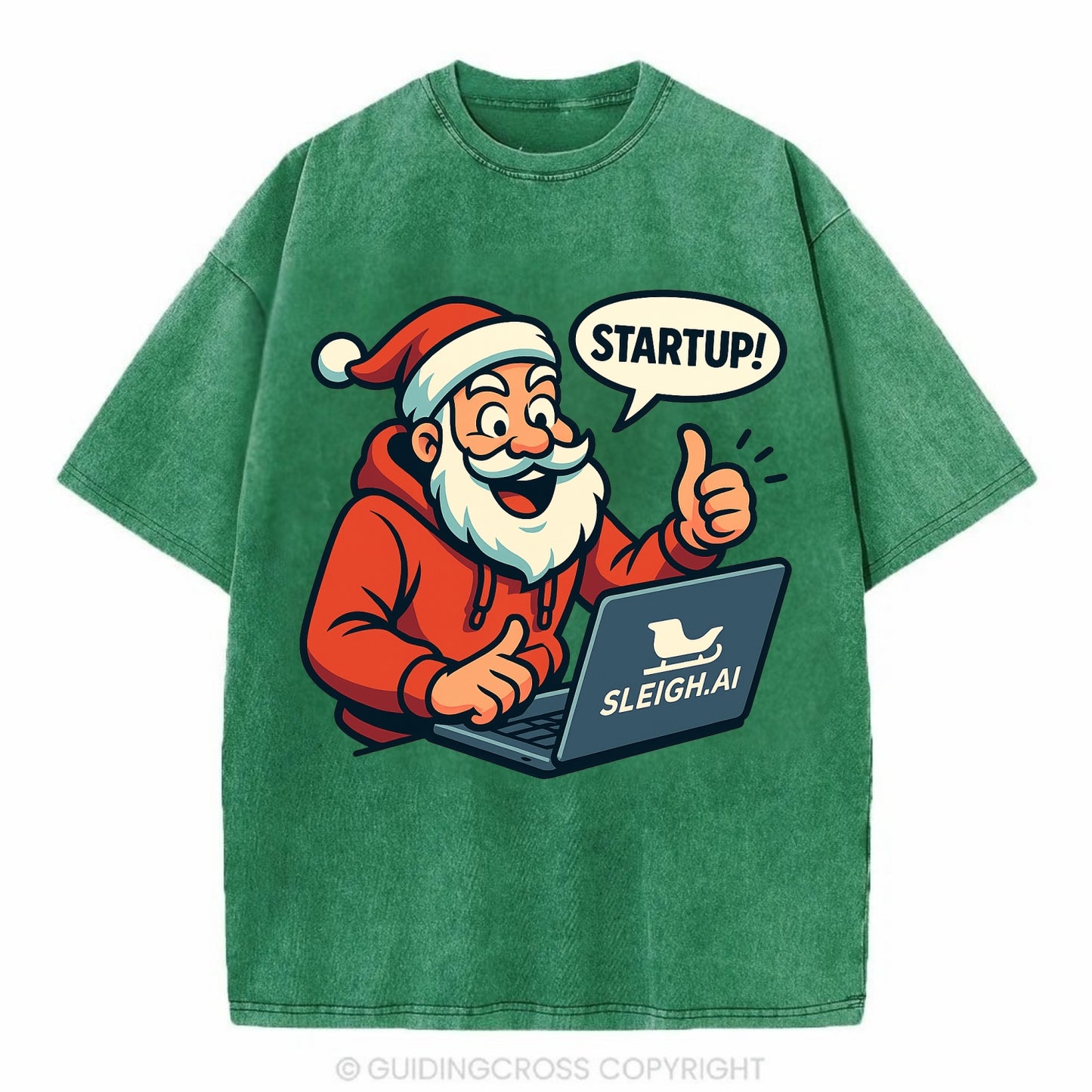 Santa Tech Startup CEO - Vintage T-shirt - Forest Mist(Green)