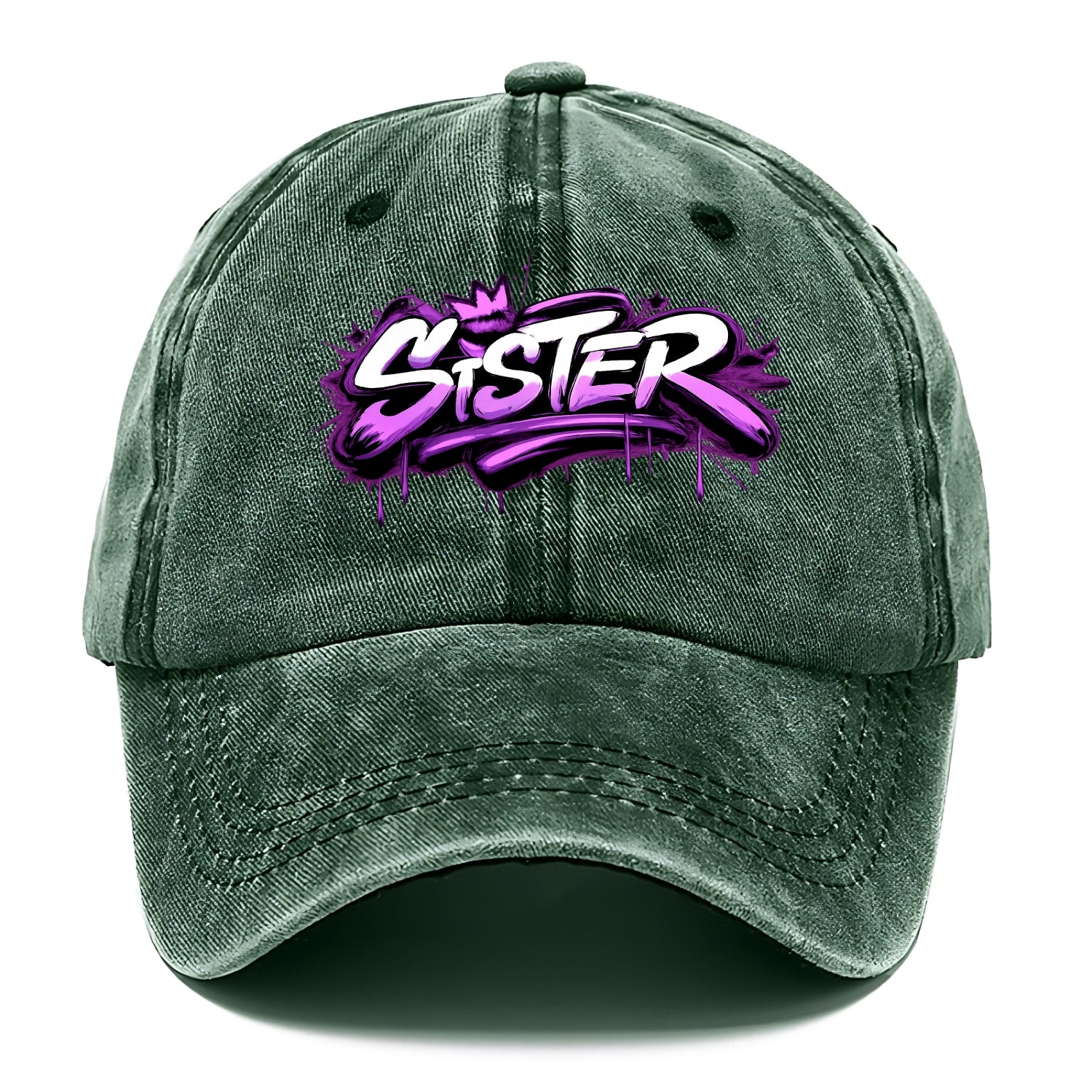 Bold typography design - "SISTER" - female bond, sisterhood - Classic Cap - Forest Mist(Green)