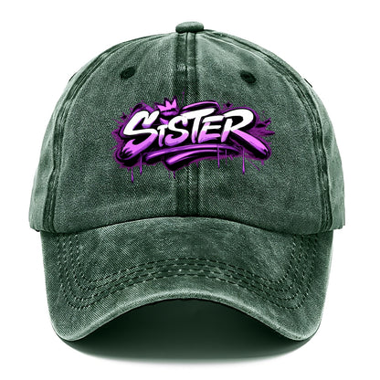 Bold typography design - "SISTER" - female bond, sisterhood - Classic Cap - Forest Mist(Green)
