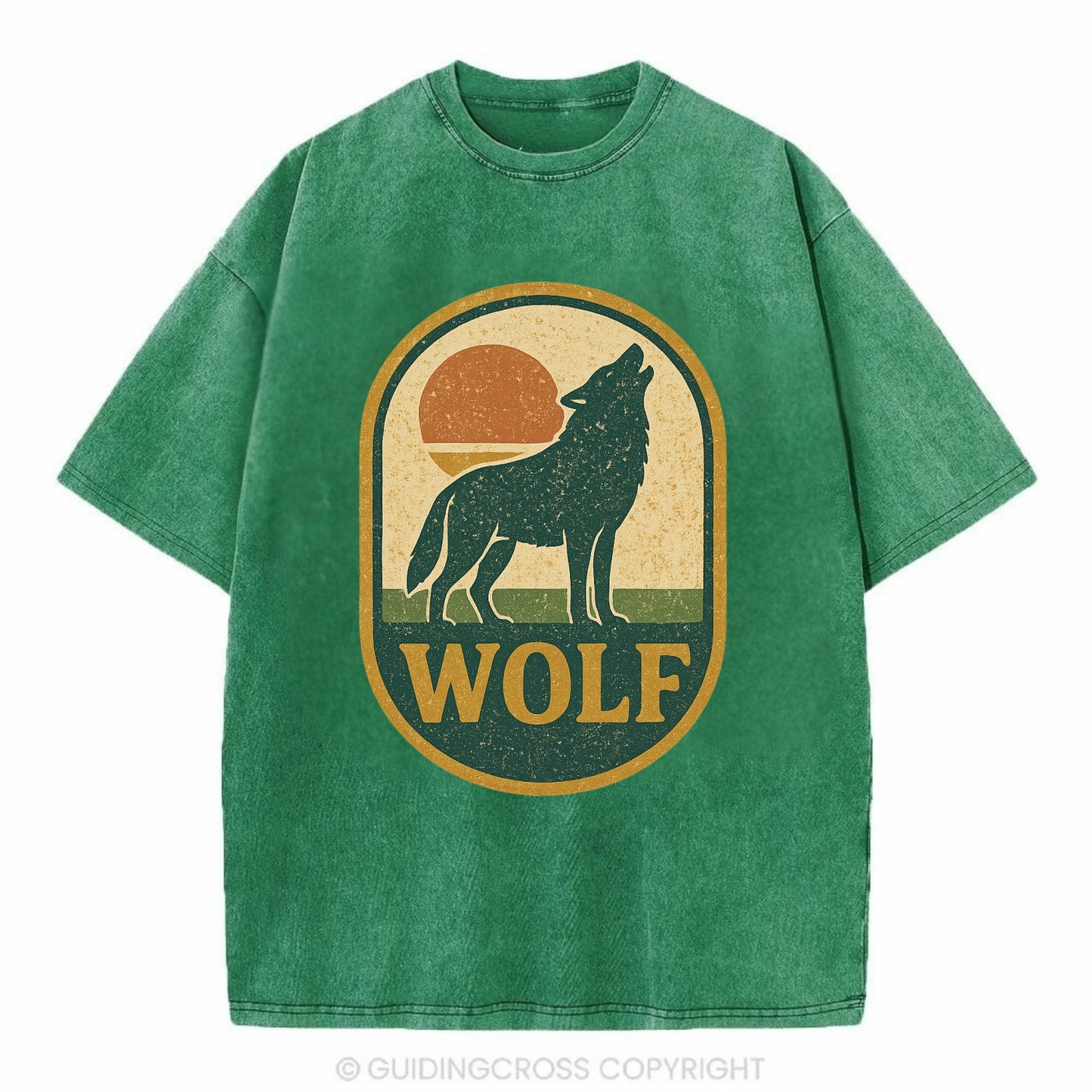 Carbon Fiber Wolf  - Vintage T-shirt - Forest Mist(Green)