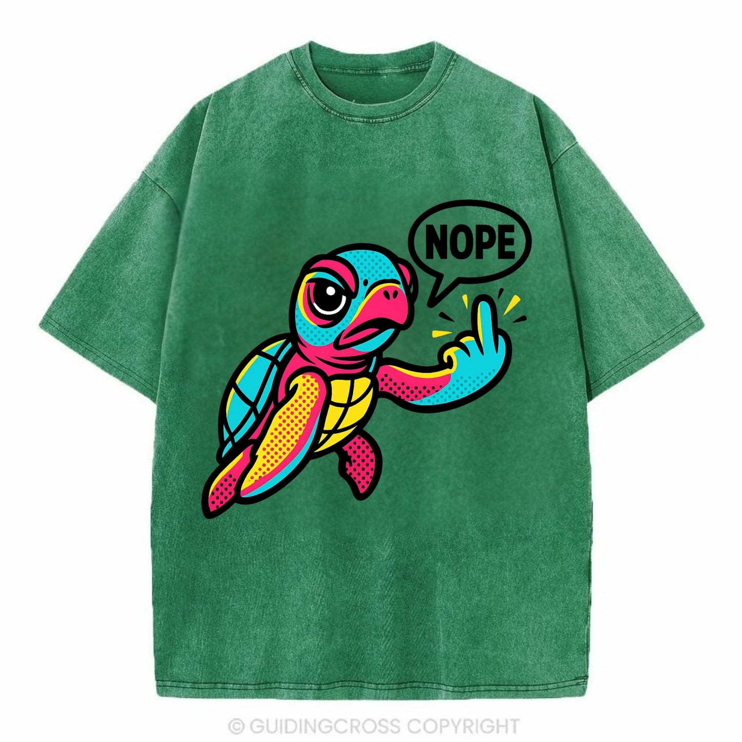baby sea turtle swimming gracefully, one flipper extended sassily - Vintage T-shirt - Forest Mist(Green)