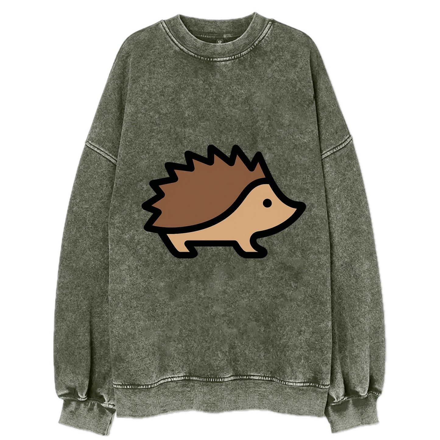 Hedgehog - Brown spiky back flat side profile - Vintage Sweatshirt - Forest Mist(Green)