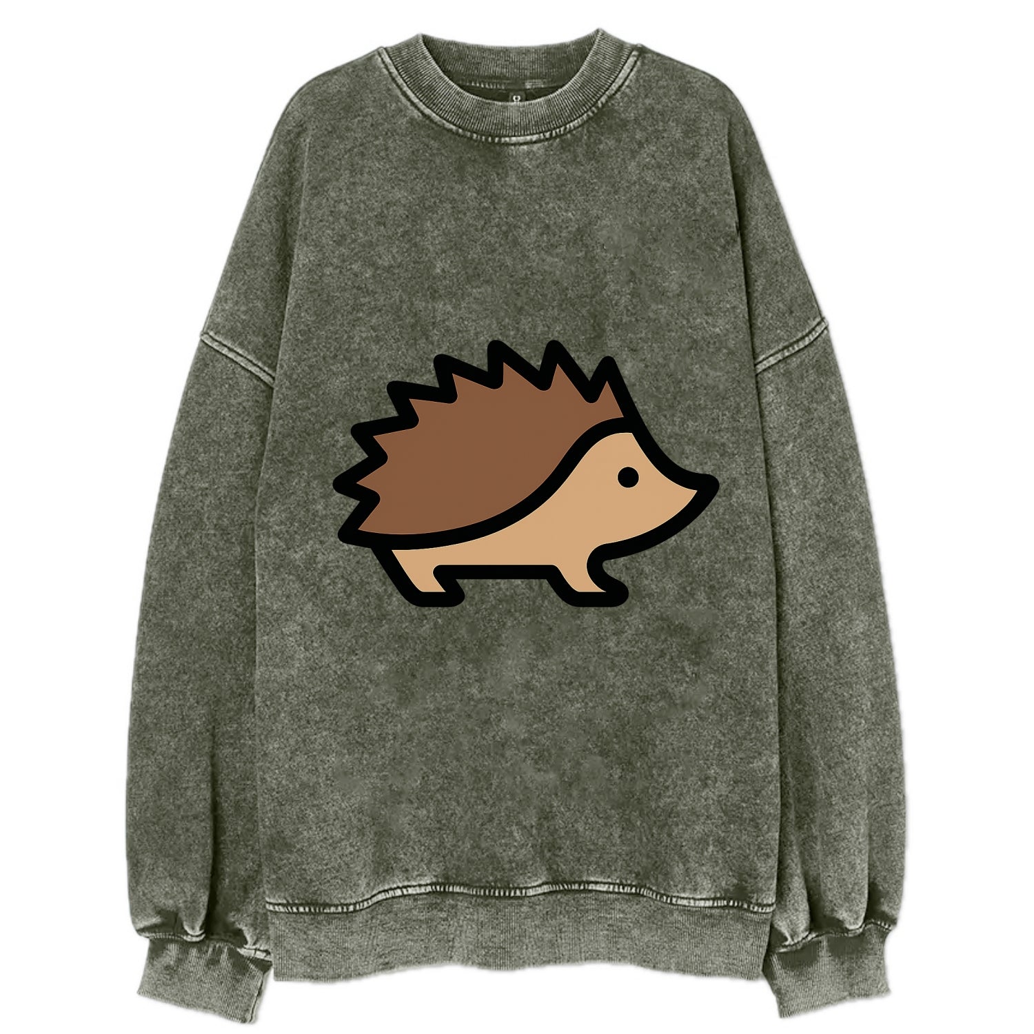 Hedgehog - Brown spiky back flat side profile - Vintage Sweatshirt - Forest Mist(Green)
