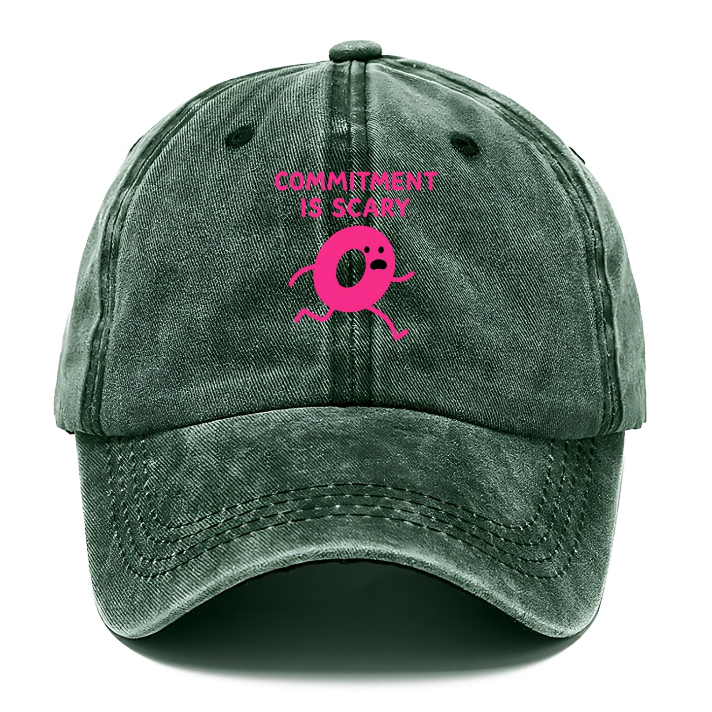 COMMITMENT IS SCARY | Terrified ring running away - Classic Cap - Forest Mist(Green)