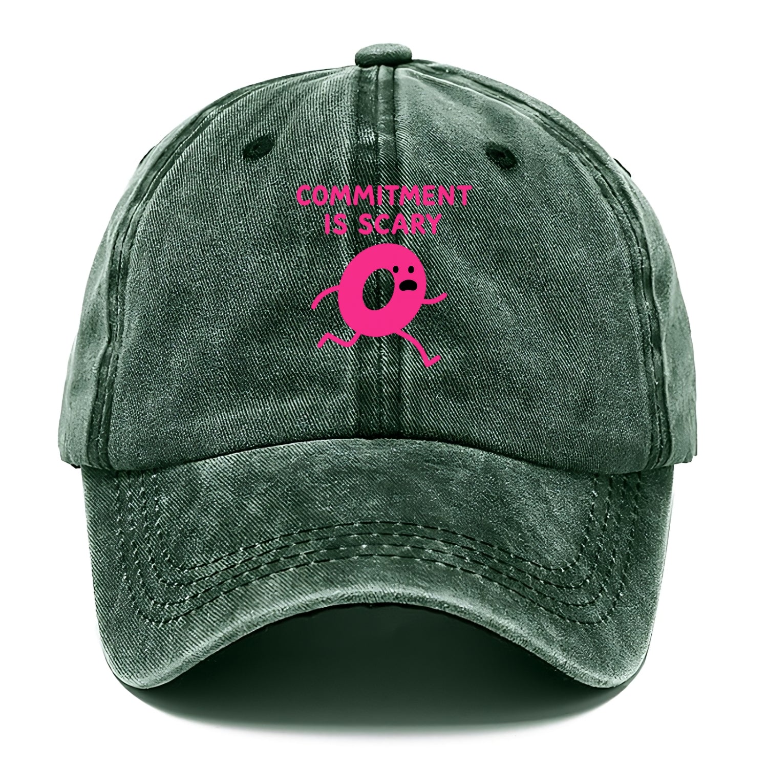 COMMITMENT IS SCARY | Terrified ring running away - Classic Cap - Forest Mist(Green)