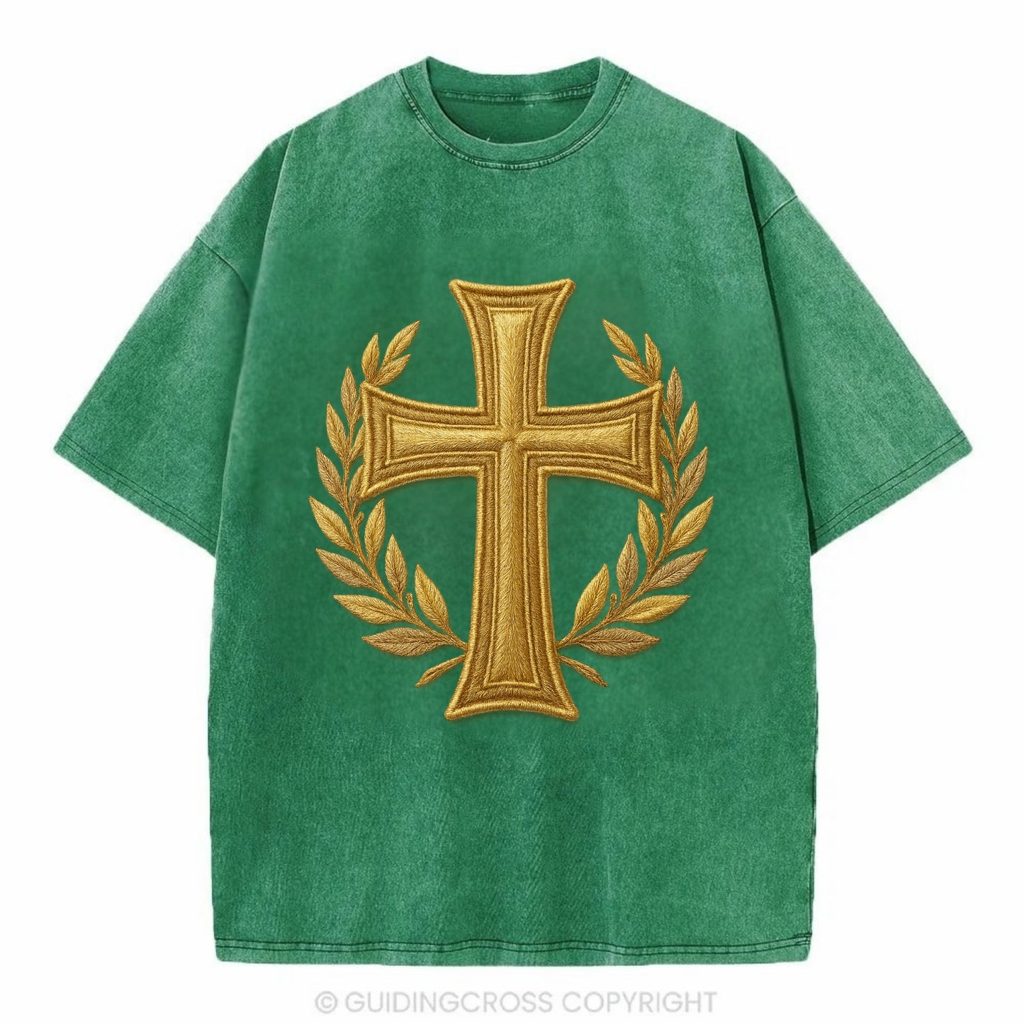 Victory Cross  - Vintage T-shirt - Forest Mist(Green)