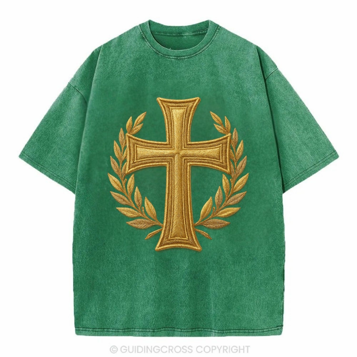 Victory Cross  - Vintage T-shirt - Forest Mist(Green)